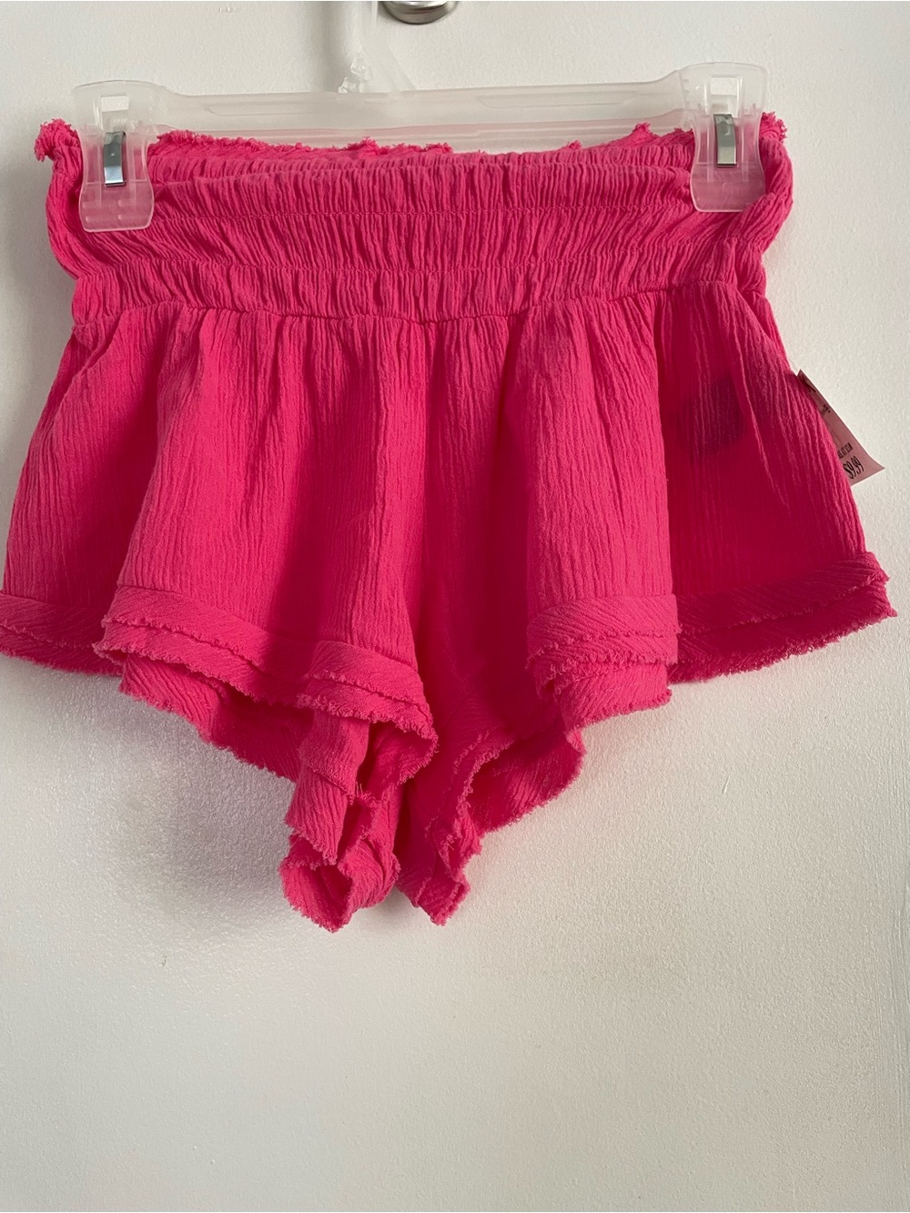 Altar'd State Hot Pink High-Waist Smocked Shorts